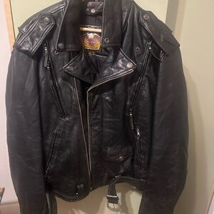 Harley-Davidson Black Leather Bomber Motorcycle Jacket